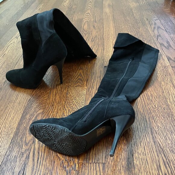 Moda in Pelle, "Selene" black suede boots, 4-inch stiletto, size 8.5 (Eur 38-39) - Picture 5 of 8
